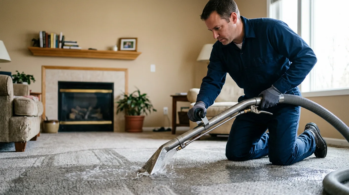 Water damage restoration technician working near Fort Riley, KS